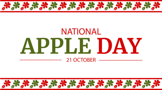 National Apple Day banner design with red and green typography and border, celebrated on 21 october - Powered by Adobe
