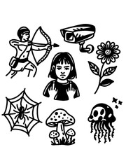 DARK SURREAL DOODLES: MYTH, TECH, NATURE, AND BOLD YOUTH.