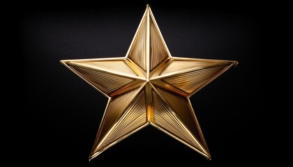 A Single Shiny Golden Star With Five Points Isolated On A Transparent Background