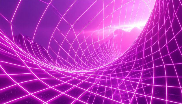 Neon tunnel with grid