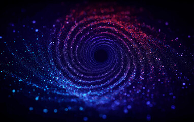 Vibrant Spiral Galaxy with Colorful Particles in Deep Space