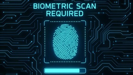 A digital representation of a biometric fingerprint scan, illustrating the advanced security technology in use today. - Powered by Adobe