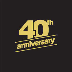 40th Anniversary or Birthday Vector Logo Illustration Design Template. Vector EPS 10.