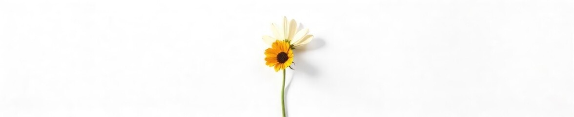 Fototapeta premium Wilted Flower Close-up Loneliness, Exhaustion, and Fragility Against White Background