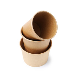 Set of disposable cups isolated on white