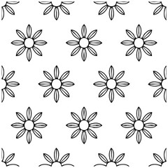 Fototapeta premium Monochrome floral vector seamless pattern design featuring delicate outlined blossoms gracefully