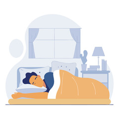 Obraz premium Peaceful Man Sleeping Comfortably in Bed
