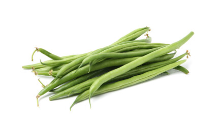 Fresh green bean pods isolated on white