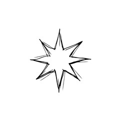 Obraz premium Rough edged star design a simple abstract illustration featuring black lines on a white backdrop