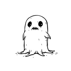Simple cartoon ghost illustration for spooky themed projects and creative designs with outline art