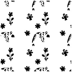 Simple floral and abstract shapes pattern design for textile or paper design giving a cheerful and