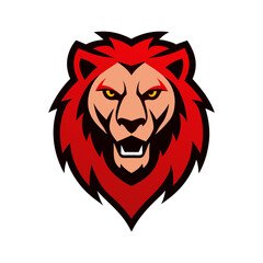 fierce lion head mascot logo on white vector art