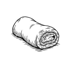 Sketch drawing of rolled towel concept conveying comfort and cleanliness in minimalist style