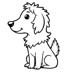 Stylized canine outline illustration showcases a playful pet rendered in simple line art for