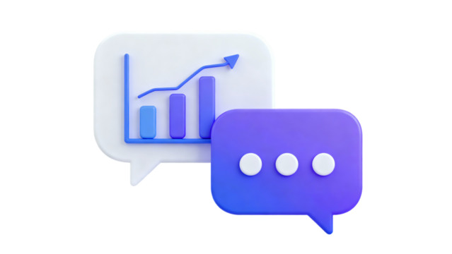 Growth and Communication Concept with Speech Bubbles and Graphs - Powered by Adobe