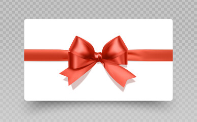Gift Card or Gift Voucher with Red Ribbon and Bow