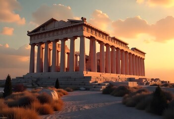 Obraz premium Parthenon in Athens at golden hour.