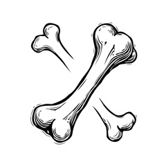 Stylized monochrome drawing of crossed bones evoking mortality danger caution and historical