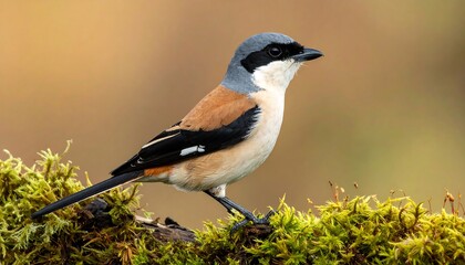 A detailed close-up of a bird perched on a mossy branch, showcasing its rich plumage and serene pose.