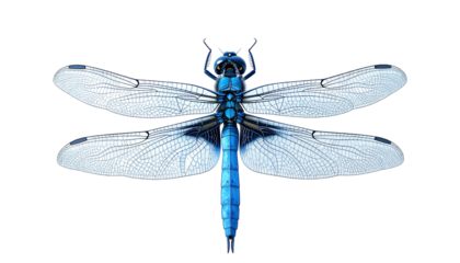 Teal dragonfly with detailed wings on transparent background. Use for digital art, posters, or branding.