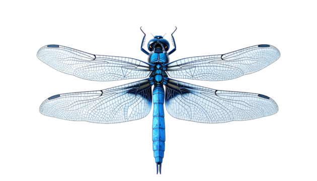 Teal dragonfly with detailed wings on transparent background. Use for digital art, posters, or branding.