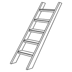 Simple wooden ladder with five steps isolated on a white background for easy use