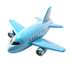 Naklejka premium Glossy Blue Toy Airplane with Transparent Background on Black for Design