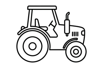 Minimalist agricultural tractor line icon, a simple farming vehicle drawing representing industrial machinery for farm work and cultivation, 0025.ai.