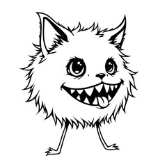 Whimsical creature sketch displays an intriguing blend of fluffy charm and playful mischief