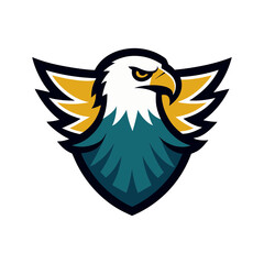 modern bald eagle emblem with swooping wings vector art