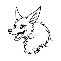 Whimsical fox head illustration with expressive features showcasing an illustration art style and
