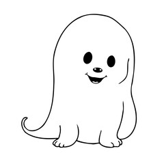 Whimsical halloween spirit cartoon illustration ideal for greeting cards and festive design