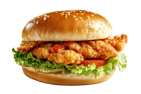 Fast food menu combo with giveaways isolated on transparent background