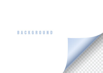 Realistic blue curled corner of paper