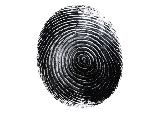  PNG Black Ink Fingerprint Impression for Forensic Evidence, Transparent