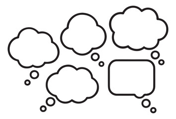 Minimal Vector Set of Worried Speech Bubbles – Emotional Communication Icons