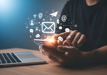 Seamless digital communication connecting people, messages, and data globally with modern technology.