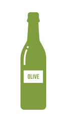 Green bottle with label on white background