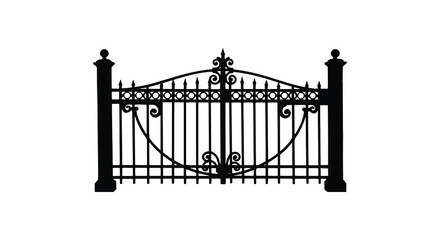 Elegant wrought iron gate design with decorative flourishes and vertical bars