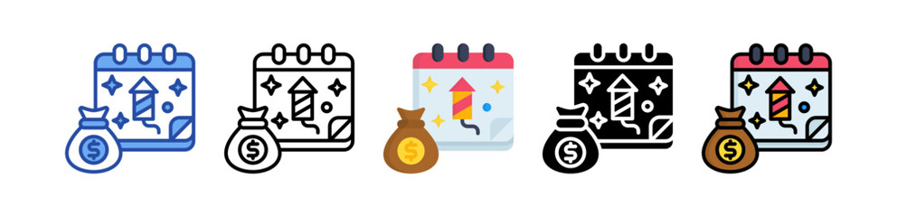 Year End Icon Multi Style Illustration 