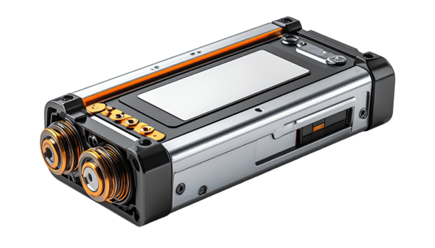 Close-up of a metallic, technical device