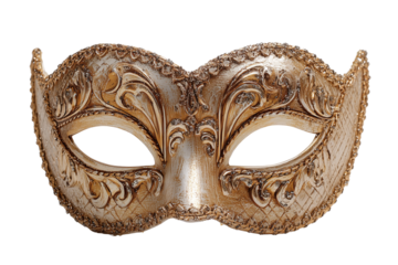 Ornate Venetian Masquerade Mask with Gold and Silver Accents isolated on a transparent background image