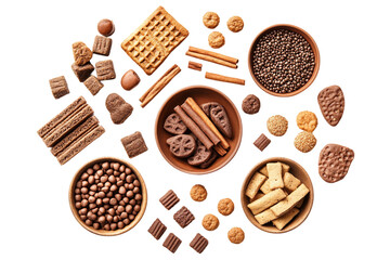 Fototapeta premium Dry and wet animal food in bowl isolated on transparent background