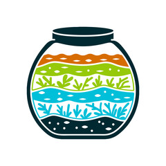 Layered Compost Illustration in Jar Shape Sacred Compost Stacked layers of abstract organic matter soil twigs leaves in a rounded jar shape