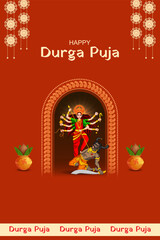 Indian Goddess Durga for Happy Durga Puja Dussehra or Shubh Navratri festival of India