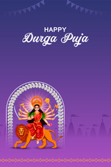 Indian Goddess Durga for Happy Durga Puja Dussehra or Shubh Navratri festival of India
