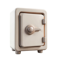 A 3d rendering of a closed safe, symbolizing security and financial protection isolated on transparent background