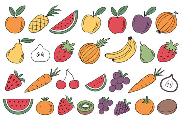 Seamless fruit pattern featuring a fresh collection of apples, strawberries, oranges, and bananas