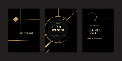 Luxury Event Invitations  Grand Opening, Dinner Gala, Vector Templates