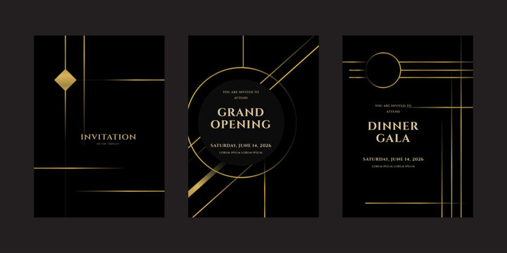Luxury Event Invitations  Grand Opening, Dinner Gala, Vector Templates